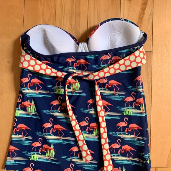 Lime ricki size s flamingo pattern two piece swimsuit - Picture 3 of 5